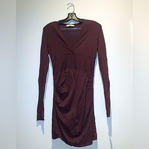 Zara Knit Burgundy Tight Long Sleeve Dress Size M